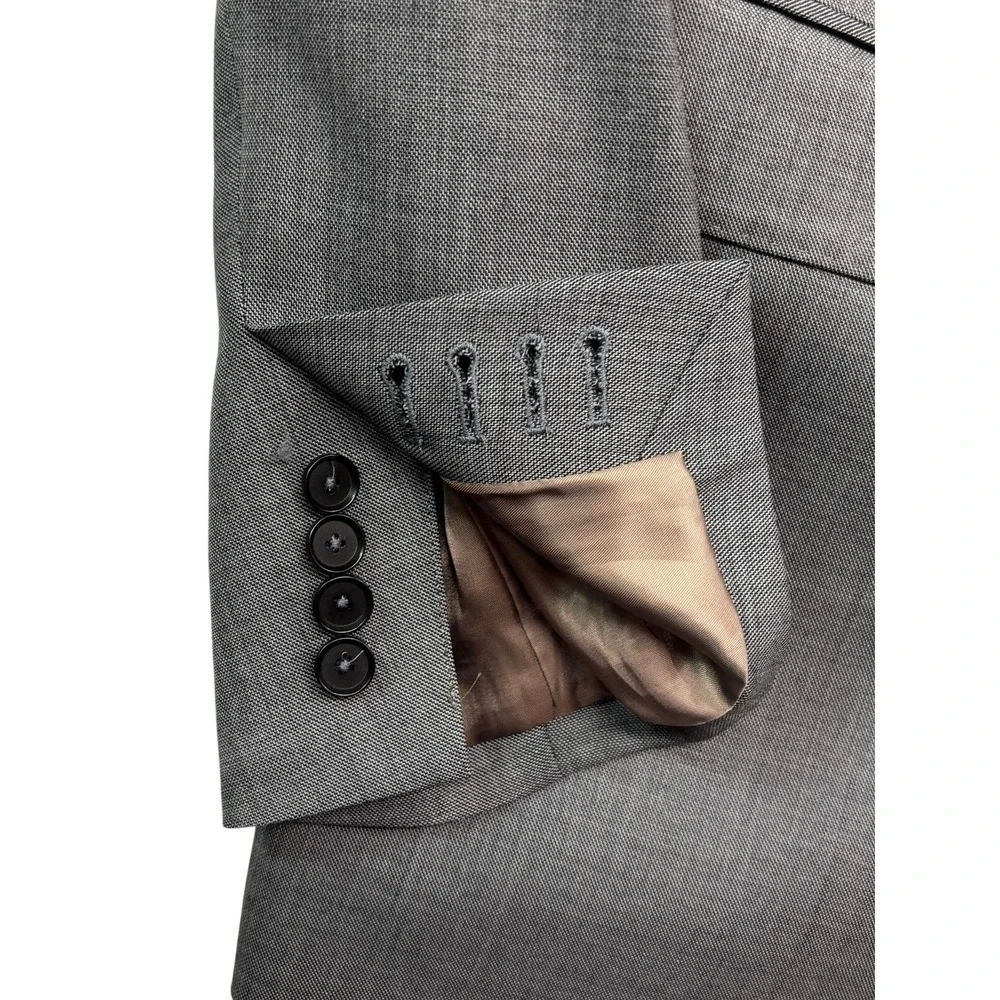 Charles Tyrwhitt 40L 34x32 Gray Sharkskin 2pc Pant Suit Slim Fit 100% Wool
